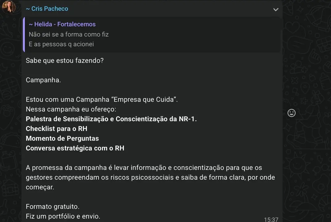 Print de depoimento de aluno