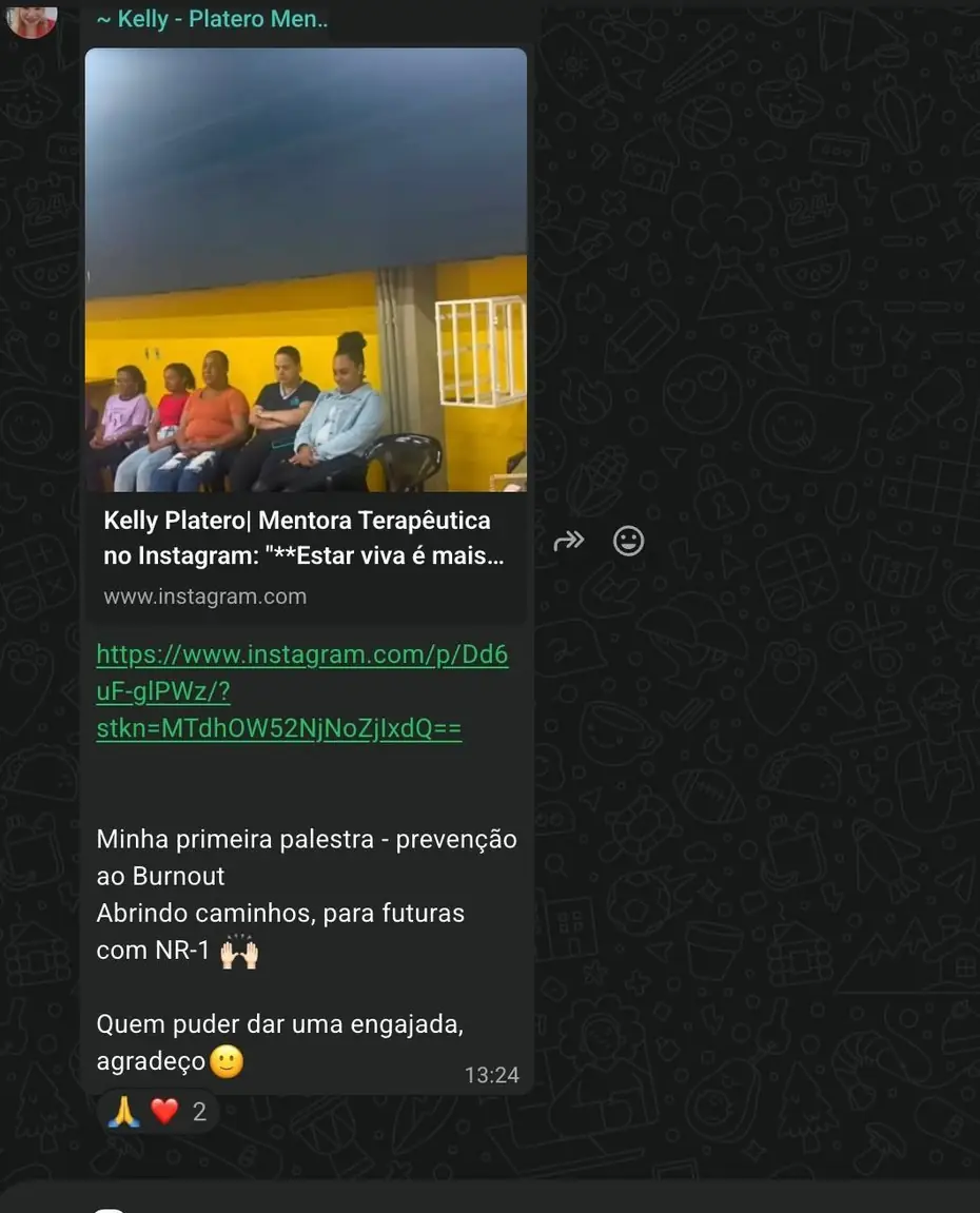 Print de depoimento de aluno